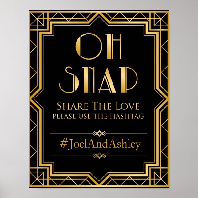 Sinal de casamento da hashtag social Poster (Frente)