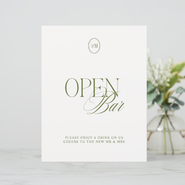 Sinal de Casamento de Barra Aberta em Verde Oliva  (Em pé/Frente)