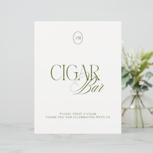 Sinal de Casamento de Barra de Charuto Verde Oliva (Em pé/Frente)