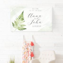 Sinal de Casamento de Samambaia Verde Minimalista