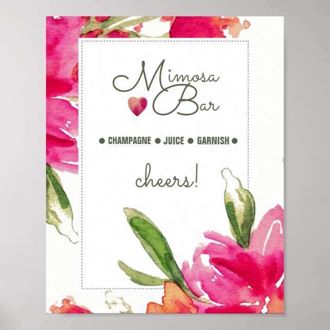 Sinal de Casamento do Bar Mimosa | Impressão Flora (Frente)