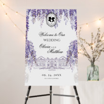 Sinal de Casamento Florais Lilás Elegantes Vitoria