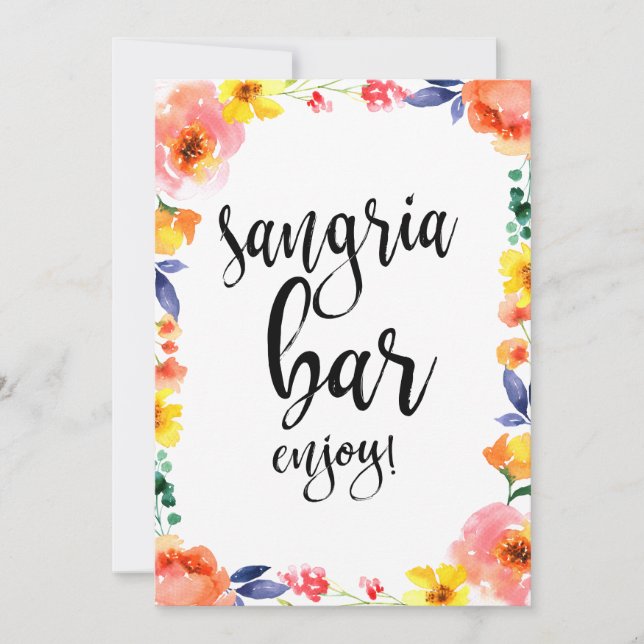 Sinal de Casamento Floral Boho Acessível Bar de Sa (Frente)