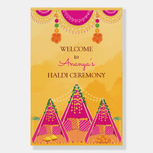 Sinal de casamento Haldi Sinais de boas-vindas