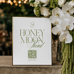 Sinal de Casamento QR Fundo de Lua de Mel Verde Ol