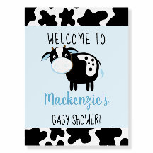 Sinal de Chá de fraldas de Boas-Vindas da Vaca Azu