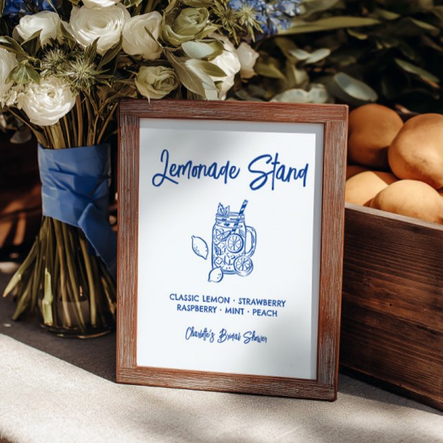 Sinal de Churrasco de Noiva Limonada Fresca do Mer (Fresh Off The Market Lemonade Bridal Shower Sign)