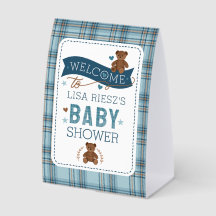 Sinal de Chuvada de Bebê Menino Urso de Pelúcia Ta