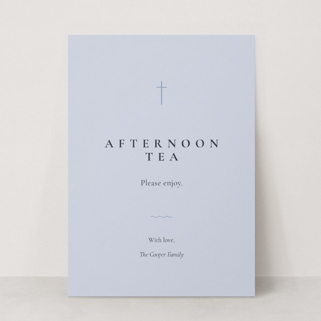 Sinal de Comida ou Buffet de Evento Religioso Grac (Grace | Blue - 5x7 Buffet Label Sign (Afternoon Tea Placeholder))