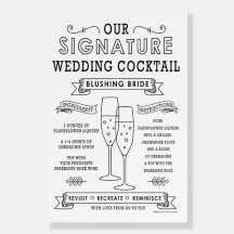 Sinal de coquetel de assinatura branca brilhante