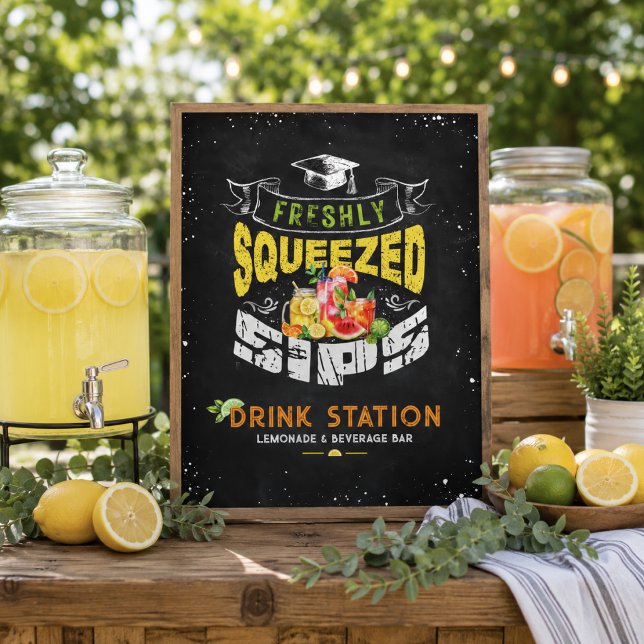 Sinal de Estação de Bebidas Freshly Squeezed Sips (Criador carregado)
