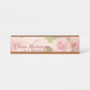 Sinal de Estação de Placa de Nome de Mesa com Rosa