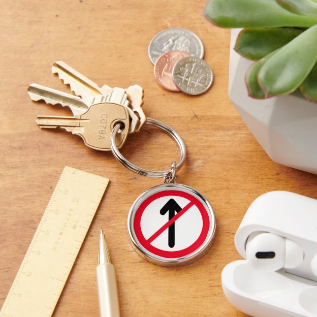 Sinal de estrada sem entrada | Chaveiro Premium (Mesa)