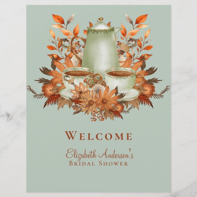 Sinal de evento de festa do Boho Terracotta Sage d (Frente)