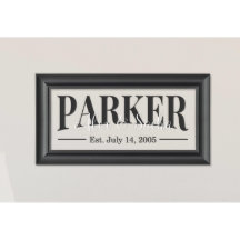 Sinal de família estabelecido em vidro com quadro