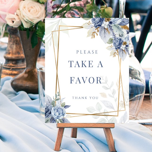 Sinal de Favor Bridal Azul Poster (Dusty Something Blue Bridal Favor Sign Poster)