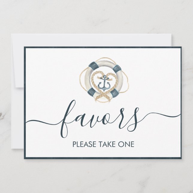 Sinal de Favor de Casamento Azul Marinho e Branco (Frente)