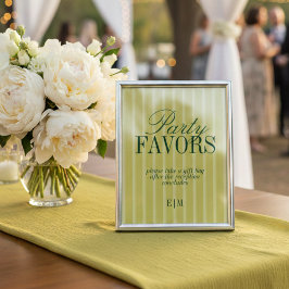 Sinal de Favor de Casamento Chartreuse Elegante Le