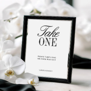 Sinal de Favor de Casamento Preto e Branco Elegant