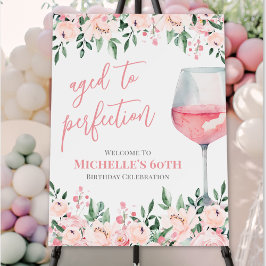 Sinal de Festa de aniversário Floral do Vinho