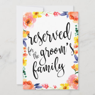 Sinal de Floral Acessível Reservado para a Família
