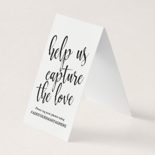 Sinal de Hashtag de Casamento Caligrafia Preto e B