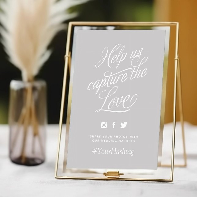 Sinal de Hashtag de Casamento Personalizado Branco (Criador carregado)