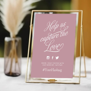 Sinal de Hashtag de Casamento Personalizado Mauve