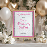 Sinal de Impressão de Prata Luminosa Mocktail Rosa<br><div class="desc">Este poster de diversão apresenta um cabeçalho de script e o seu texto personalizado em um poster de enquadramento de brilho prateado. Use o formulário modelo para adicionar sua personalização.</div>