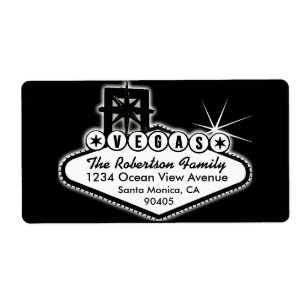 Sinal de Las Vegas com etiqueta de endereço das