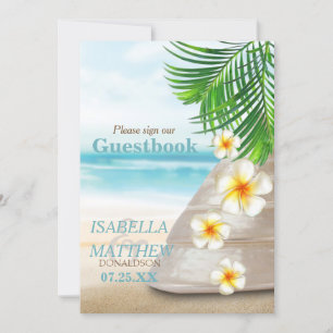Sinal de livro convidado - Casamento na praia