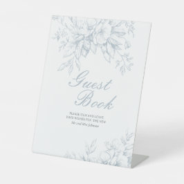 Sinal de Livro de Convidado Casamento Azul-Toile F