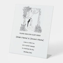 Sinal de Livro de Visitas de Casamento Floral Eleg