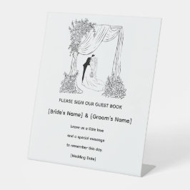 Sinal de Livro de Visitas de Casamento Floral Eleg