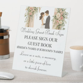 Sinal de Livro de Visitas de Casamento Floral Româ