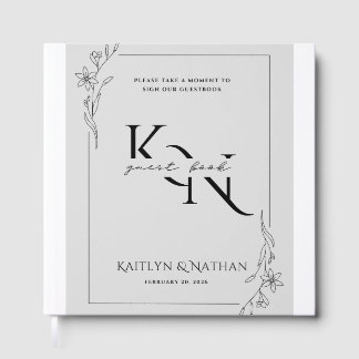 Sinal de Livro de Visitas de Casamento Moderno – F