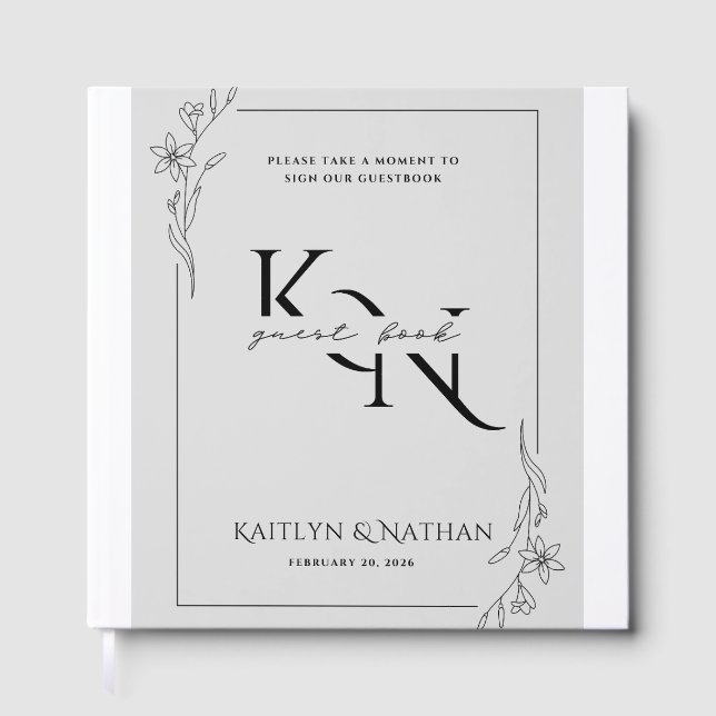 Sinal de Livro de Visitas de Casamento Moderno – F (Frente)
