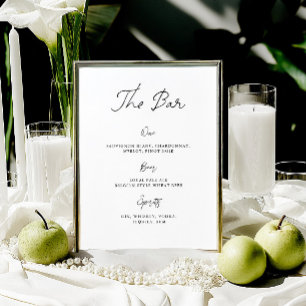 Sinal de Menu de Bar de Casamento Desenhado à Mão