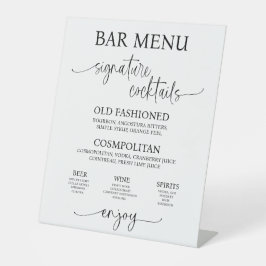 Sinal de Menu de Bar de Casamento em Acrílico