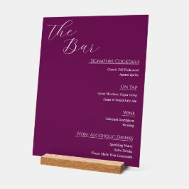 Sinal de Menu de Bar de Casamento em Acrílico Mode