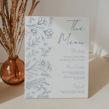 Sinal de Menu de Chuveiro de Noiva Toile Azul Clar