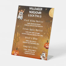Sinal de Menu de Coquetel do Rodeio de Halloween d