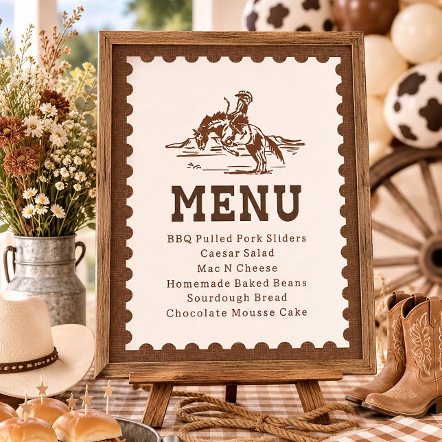 Sinal de Menu de Rodeio Editável 8x10 (Criador carregado)