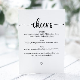 Sinal de Menu do Bar de Casamento Cheers