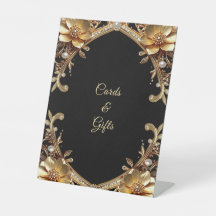 Sinal de Mesa com Moldura de Ouro Elegante