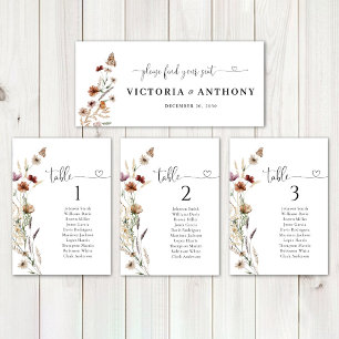 Sinal de Mesa de Casamento de Flor Selvagem Minúsc