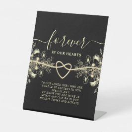 Sinal de Mesa de Casamento Dourado Preto