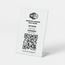 Sinal de Mesa de código QR WiFi personalizado