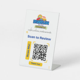 Sinal de mesa de revisão QR personalizado com logo