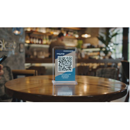 Sinal de mesa de revisão QR personalizado com logo